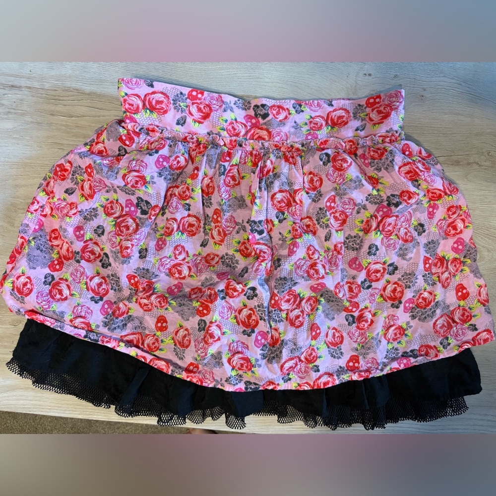 Disney Descendants D-signed Pink Floral Skirt with Black Trim